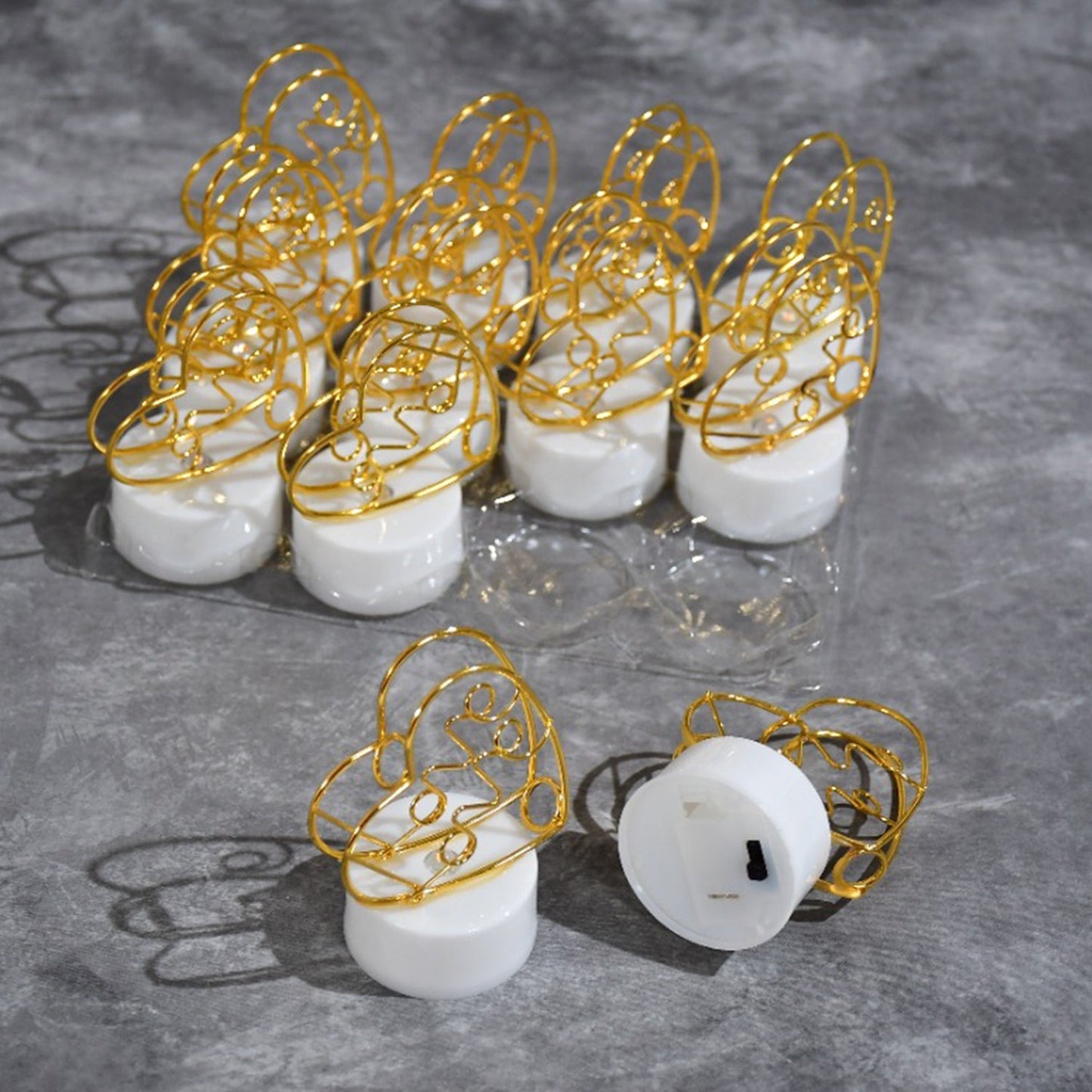 12Pc Multicolor Heart Candles Set