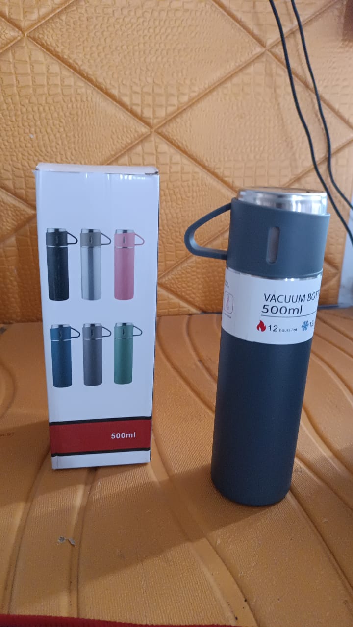 Stainless Steel Double Wall Insulated Flask Bottle With Cup (500ml Approx)