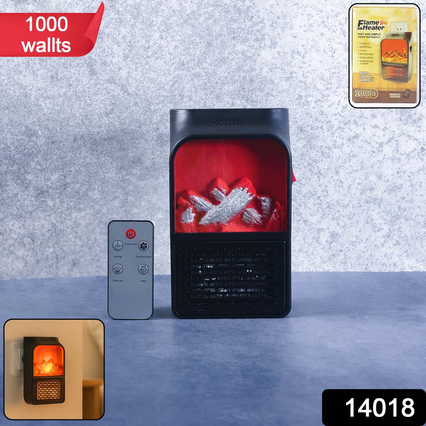 Portable Electric Fireplace Lamp Led Flame Heater (1000w 1 Pc)