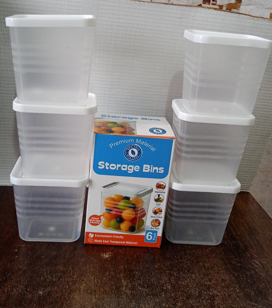 Transparent Square Plastic Food Storage Container Set (6 Pc)
