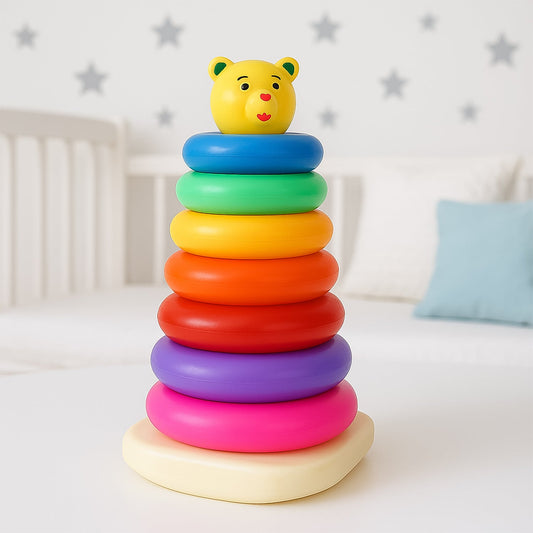 Plastic Baby Kids Teddy Stacking Ring Jumbo Stack Up Educational Toy 7pc