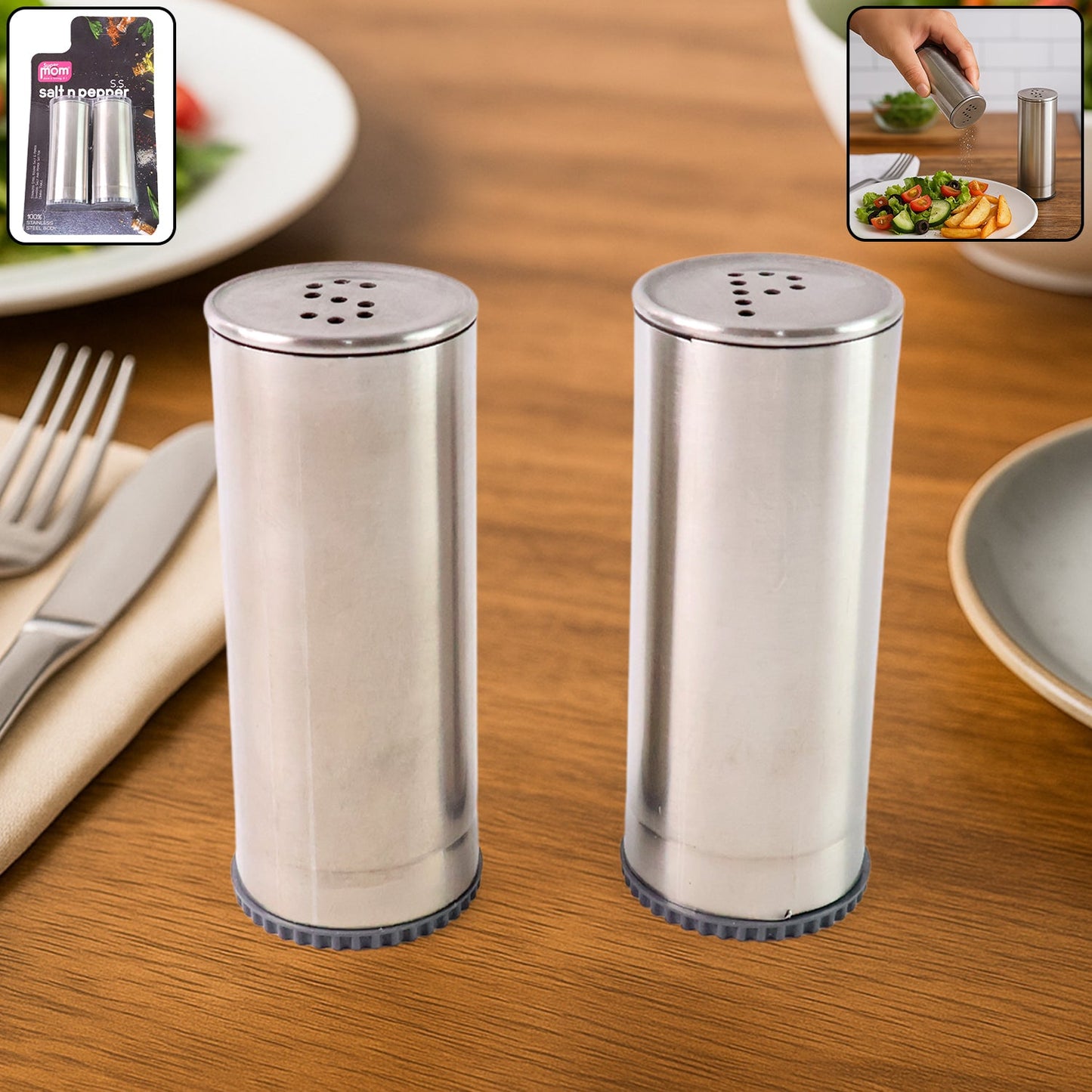 Stainless Steel Salt and Pepper Shaker Set