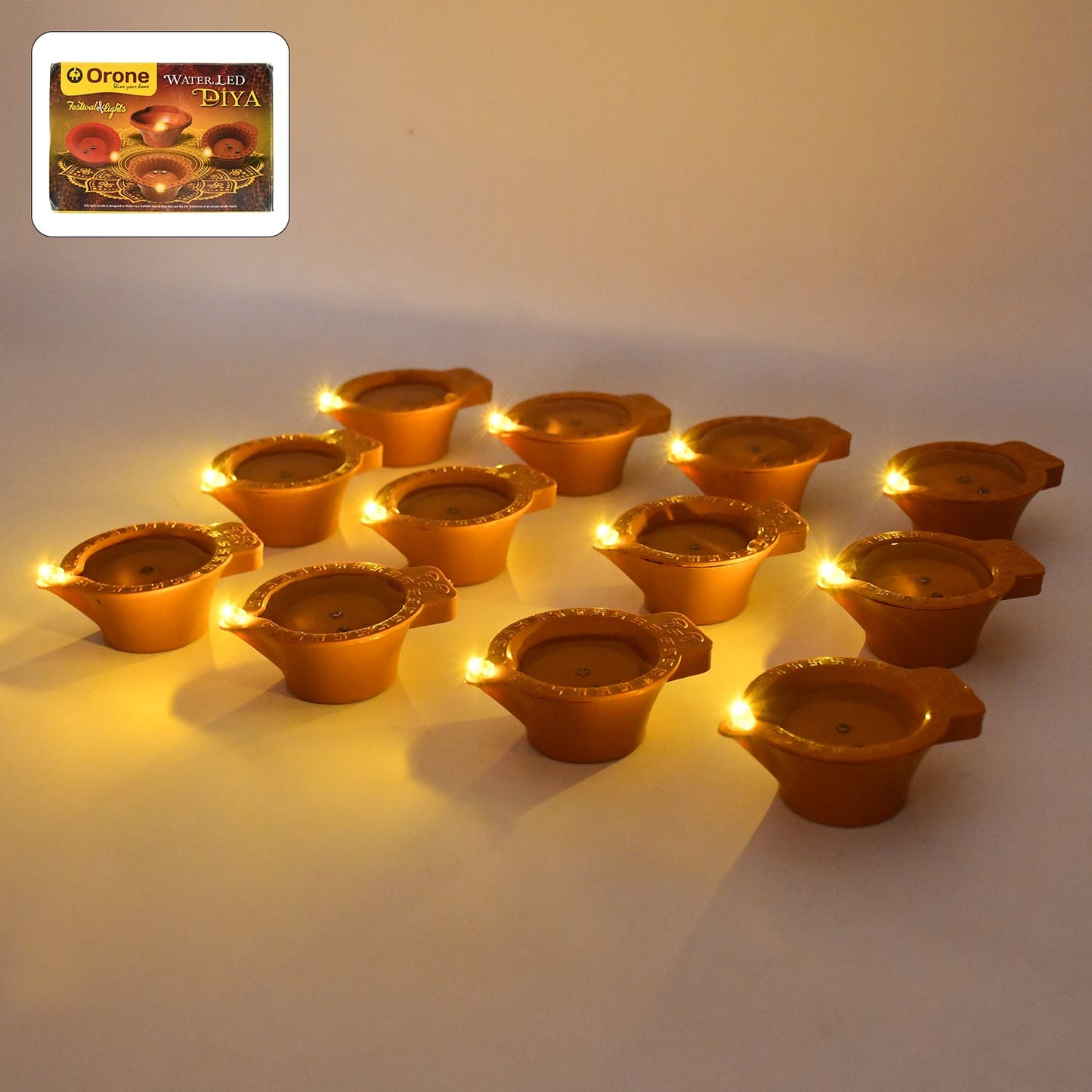 Flower Water Sensor Diyas for Diwali Decoration, Diwali (12 Pcs Set)