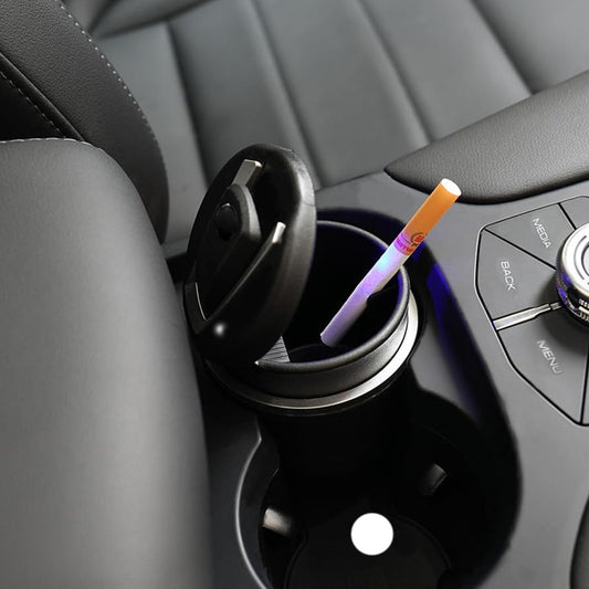Portable Car Ashtray with Lid and Blue LED Light (1 Pc)
