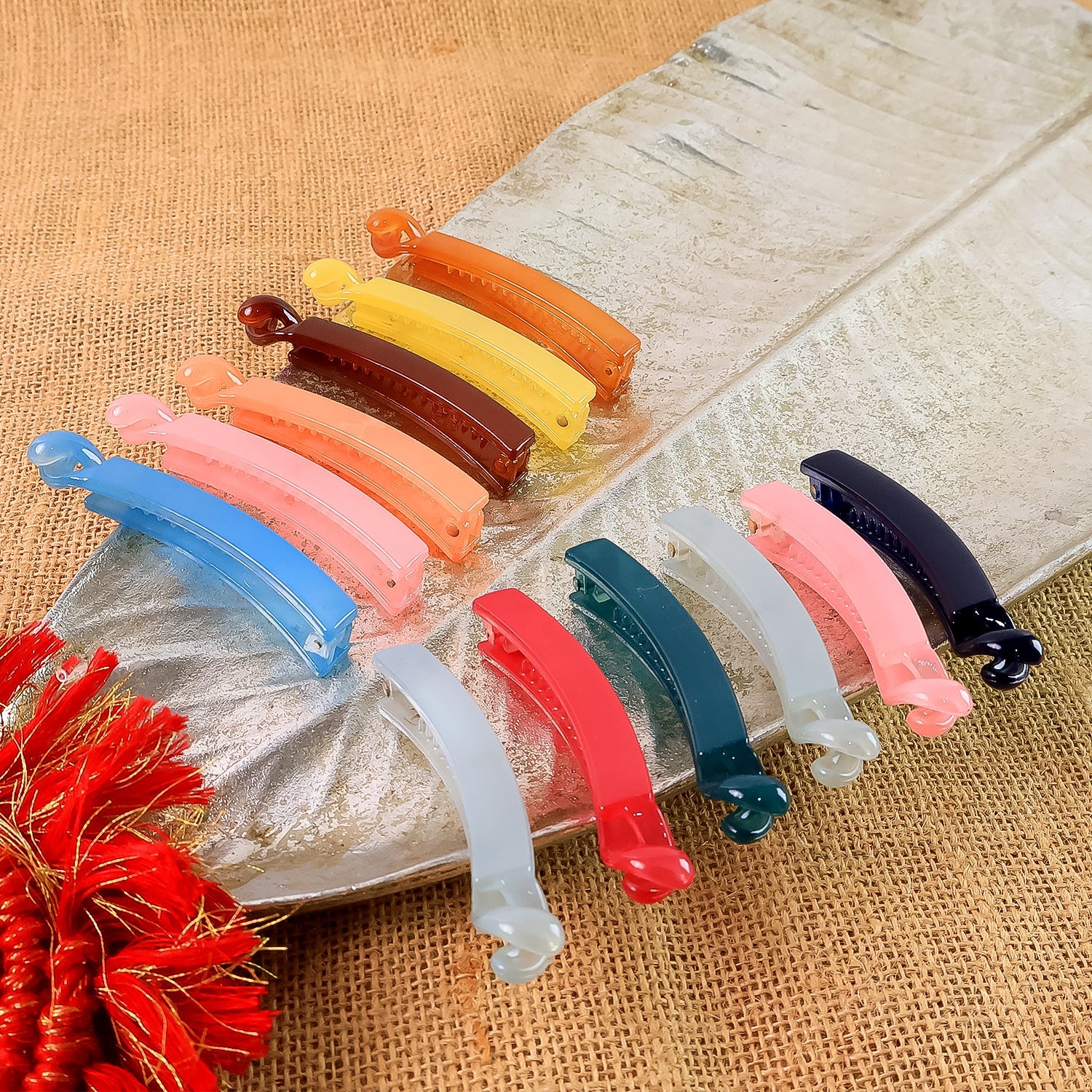 Set of Multicolor Banana Hair Clips 
