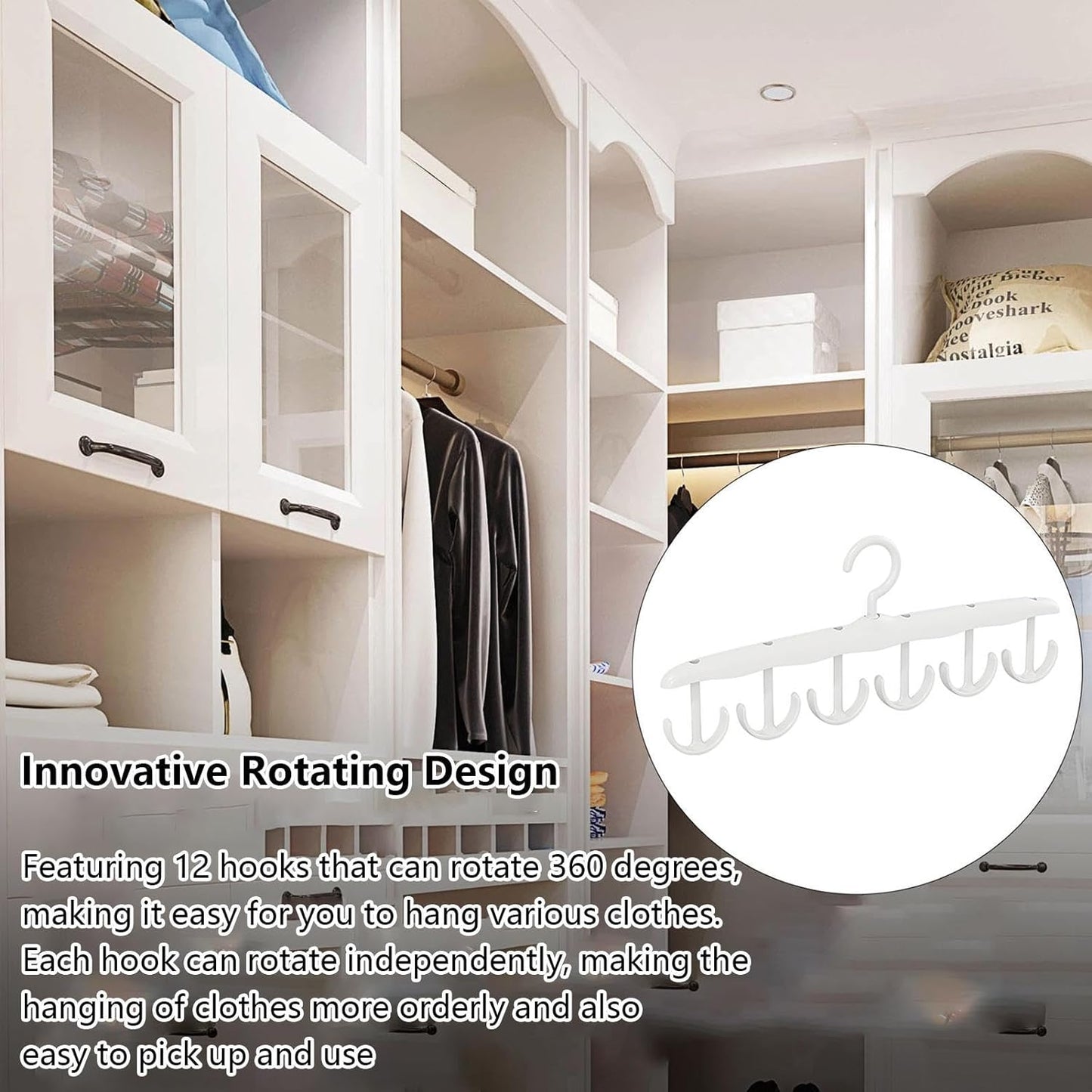 Rotatable Tank Top Hanger – Space Saving Closet Organizer for Dorms & Apartments (12-Hook)