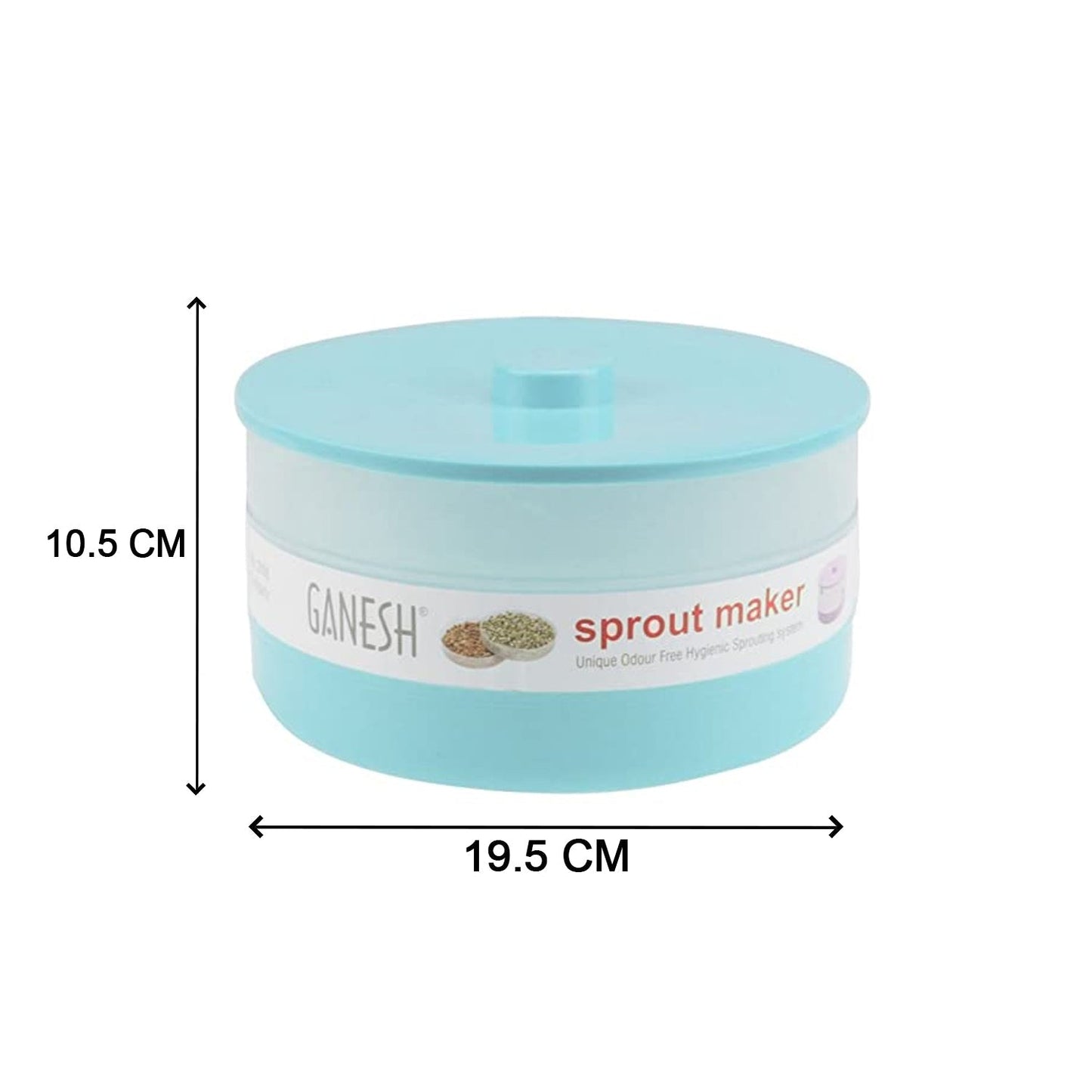 Ganesh sprout maker, bean bowl 1800 ml, shown from various angles.