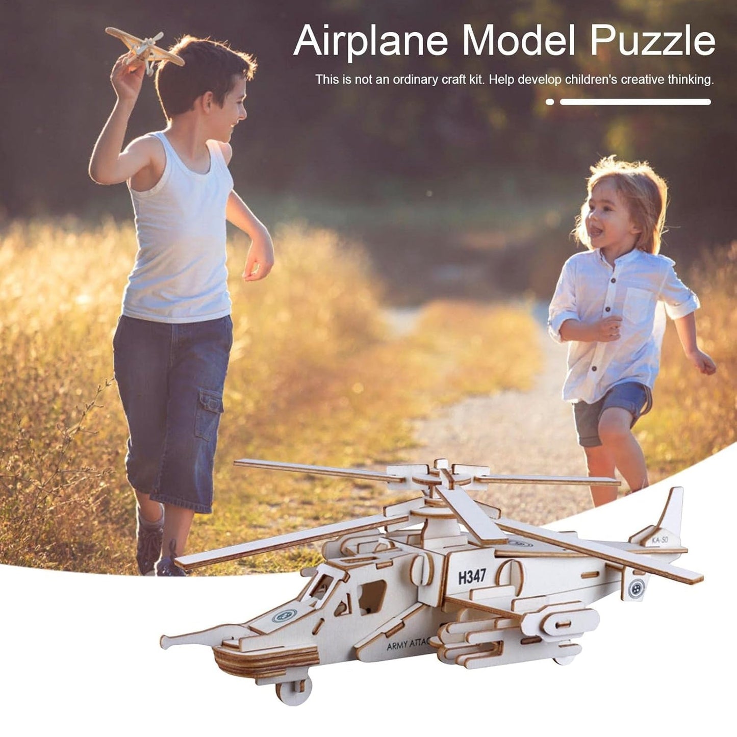 3D Wooden Aircraft Puzzle DIY Assembly Kit (Mix Design – 1 Set)