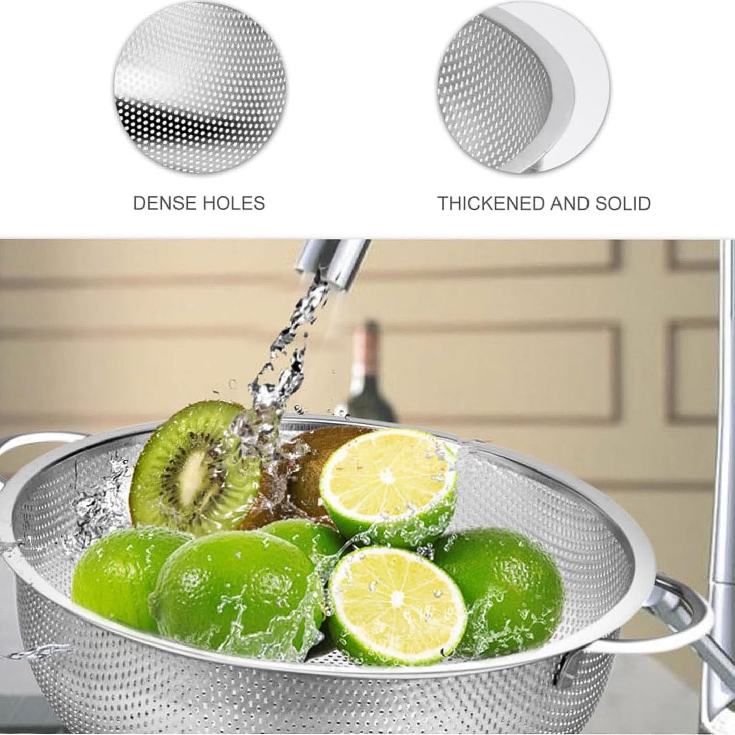 Stainless Steel Rice Vegetables Washing Bowl Strainer Collapsible Strainer.