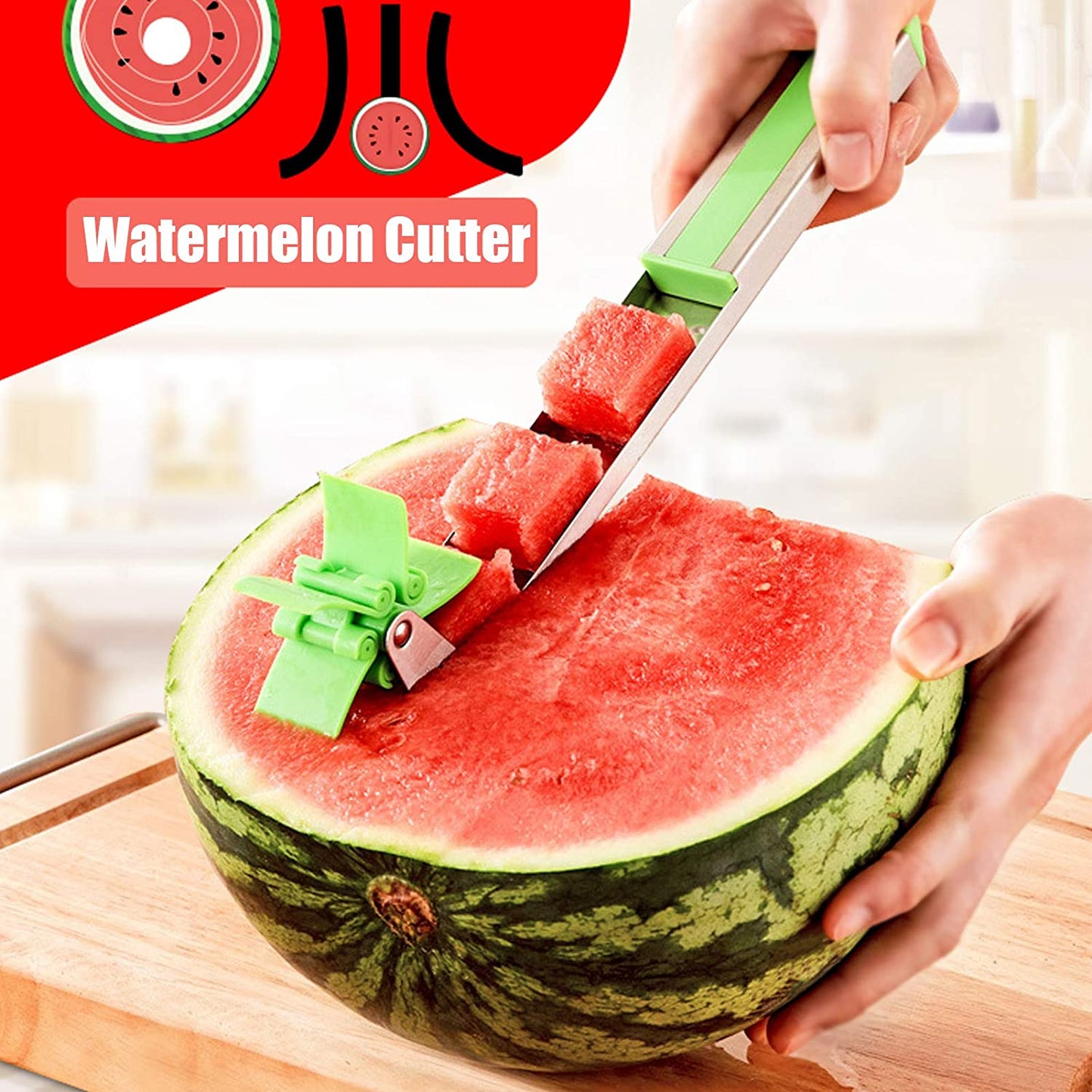 Stainless Steel Washable Watermelon Cutter – Windmill Slicer & Peeler