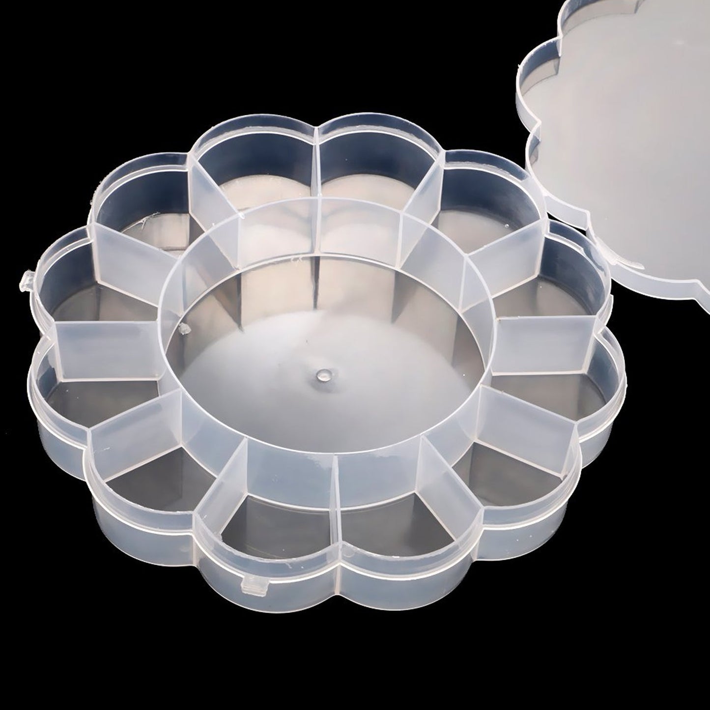 Round Compartment Plastic Storage Box (1 Pc)