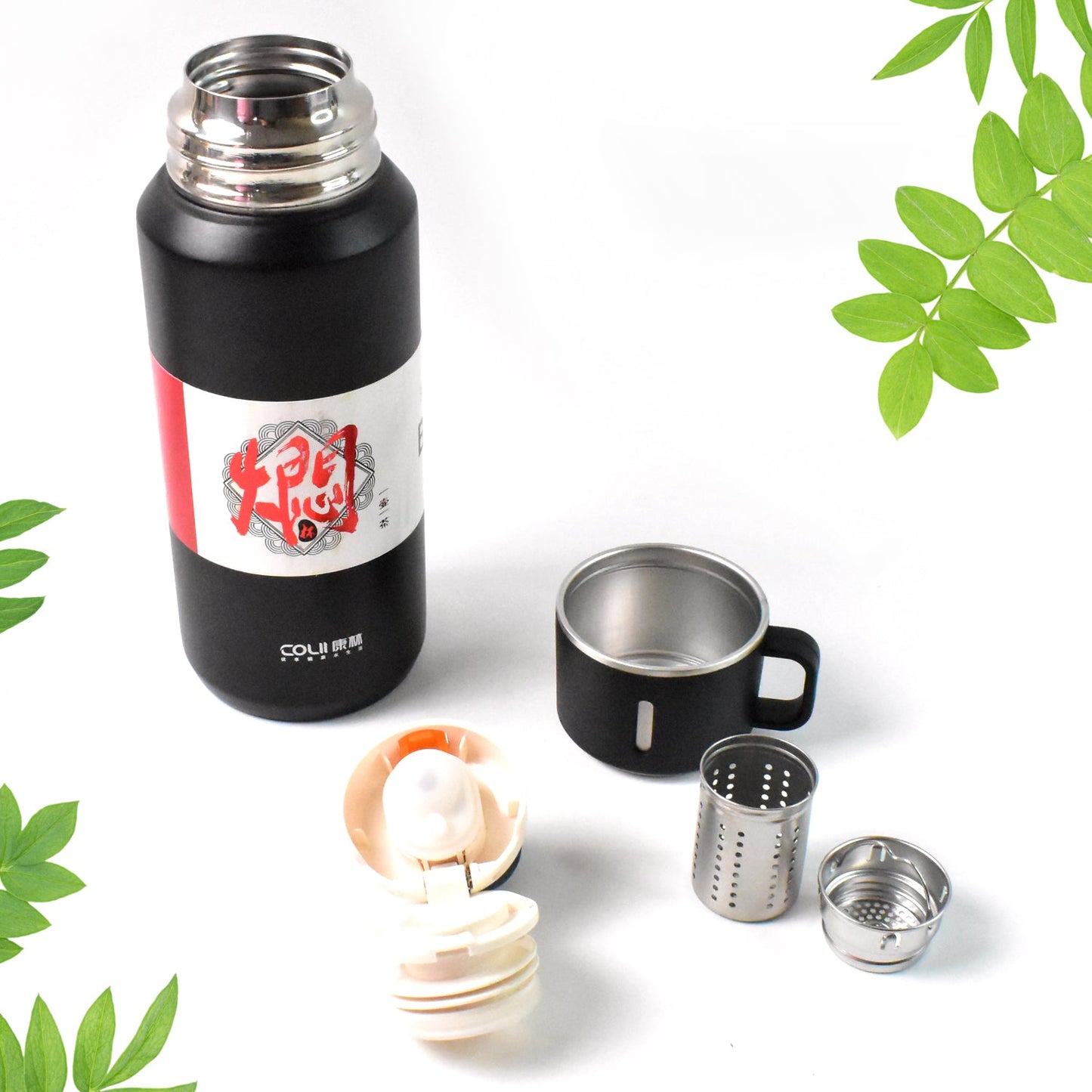 Stainless Steel Vacuum Insulated Water Bottle – 900ML Approx, Leak-Proof, Wide Mouth with Hanging Strap (Mix Color)