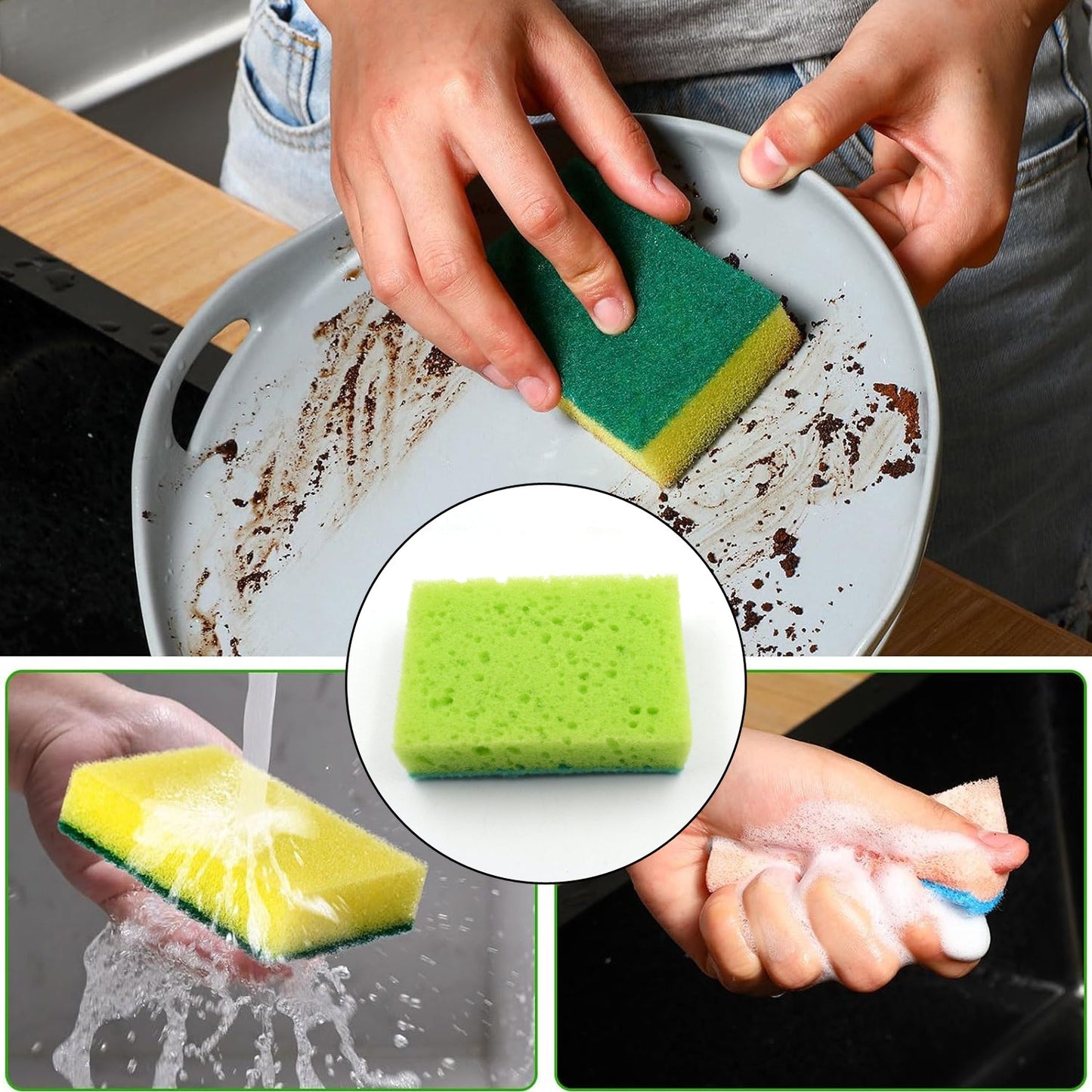 2-in-1 Multi-Purpose Scrub Sponge – Wear Resistant Dish & Furniture Cleaner (1 Pc)