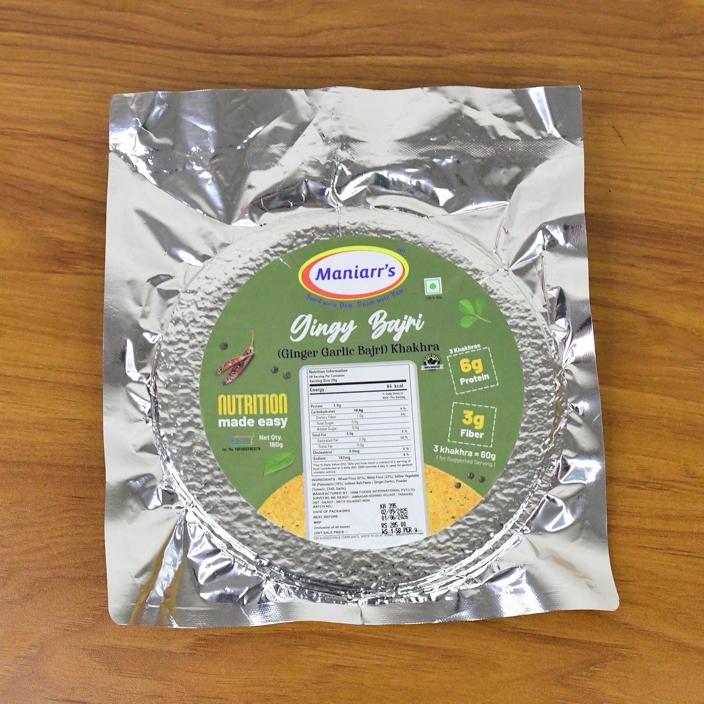 Maniarr's Gingy Bajri Khakhra Wheat Chips (180Gm)