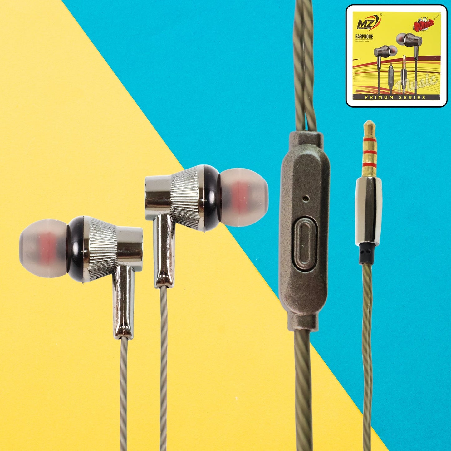 Premium Wired Earphones with Mic - (1 Pc)