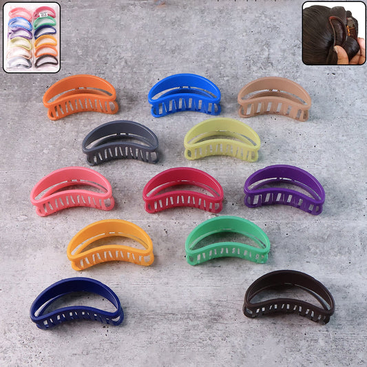 Plastic Hair Clamp Grip, Simple Matte Hair Barrette Clamp (12 Pc)