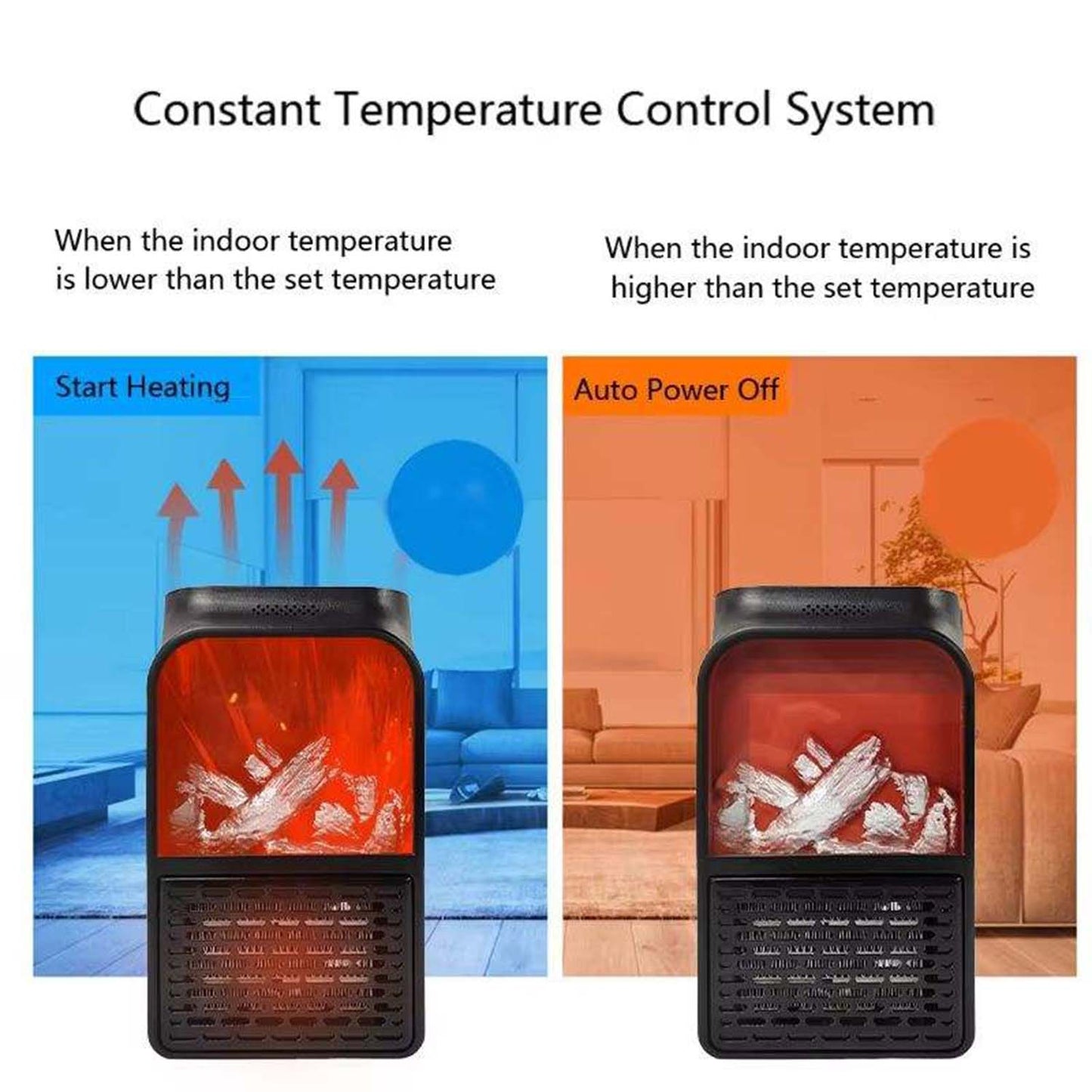 Portable Electric Fireplace Lamp Led Flame Heater (1000w  1 Pc)