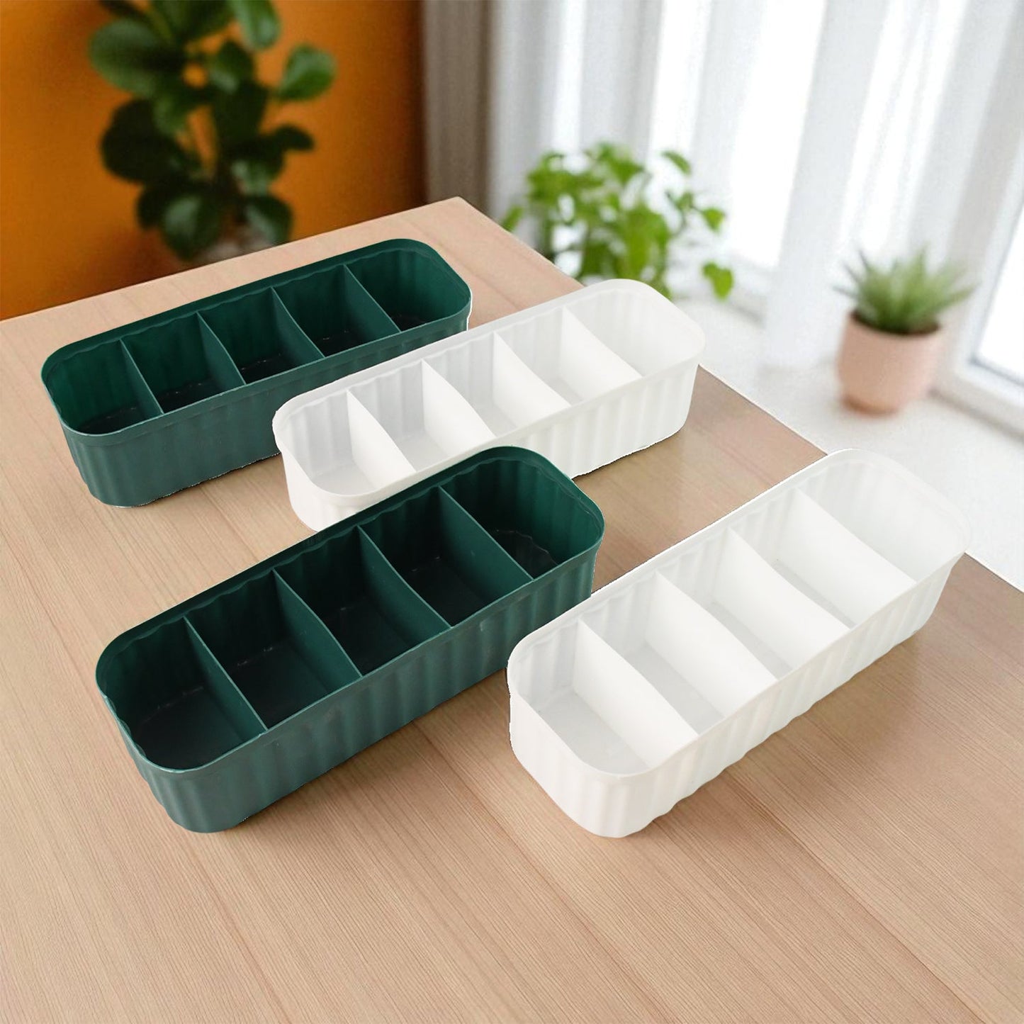 5 Compartments Socks / Handkerchief / Underwear Storage Box Socks Drawer Closet Organizer Storage Boxes (pack of 4)