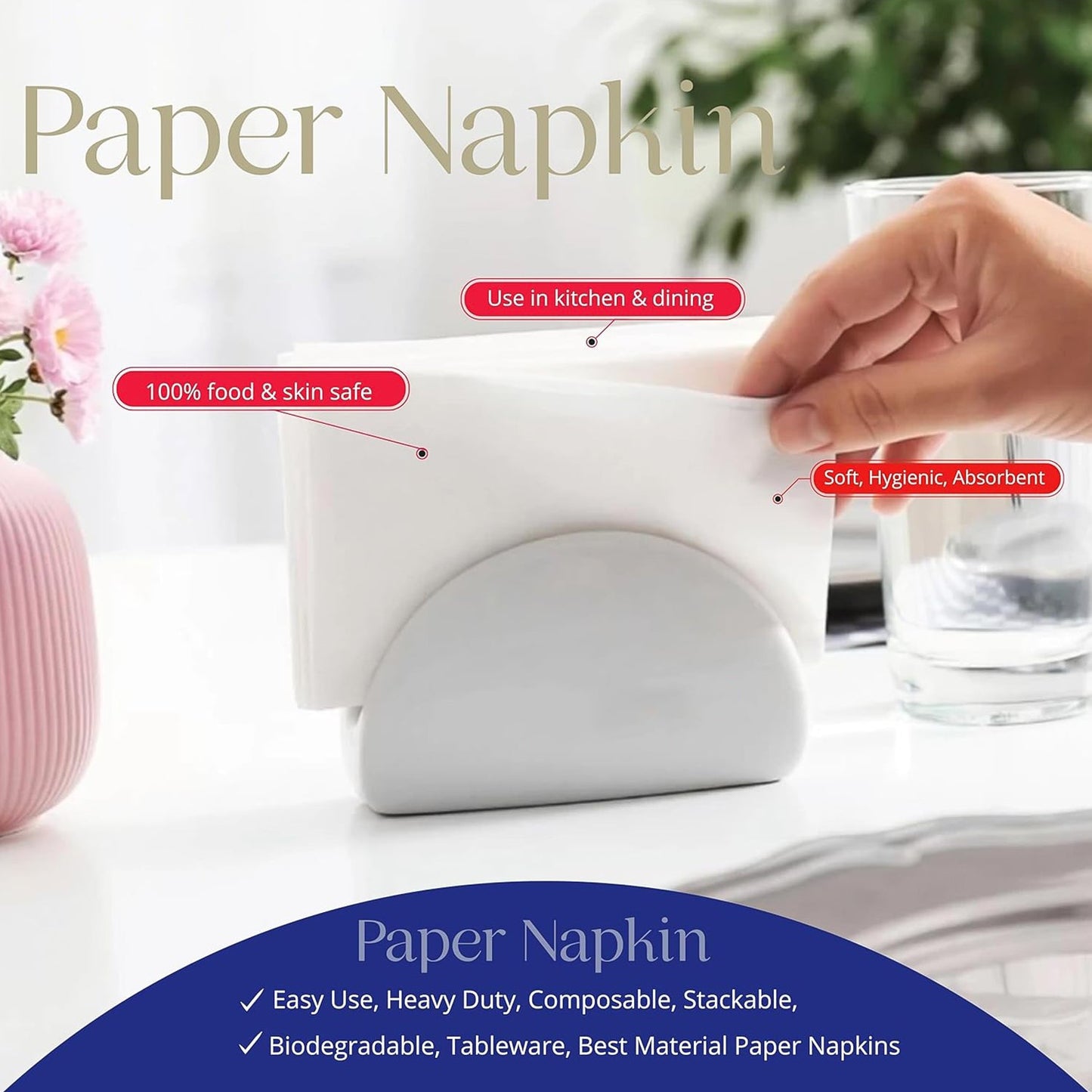 Soft & Absorbent Disposable Tissue Napkins  / Paper (75 Pc)