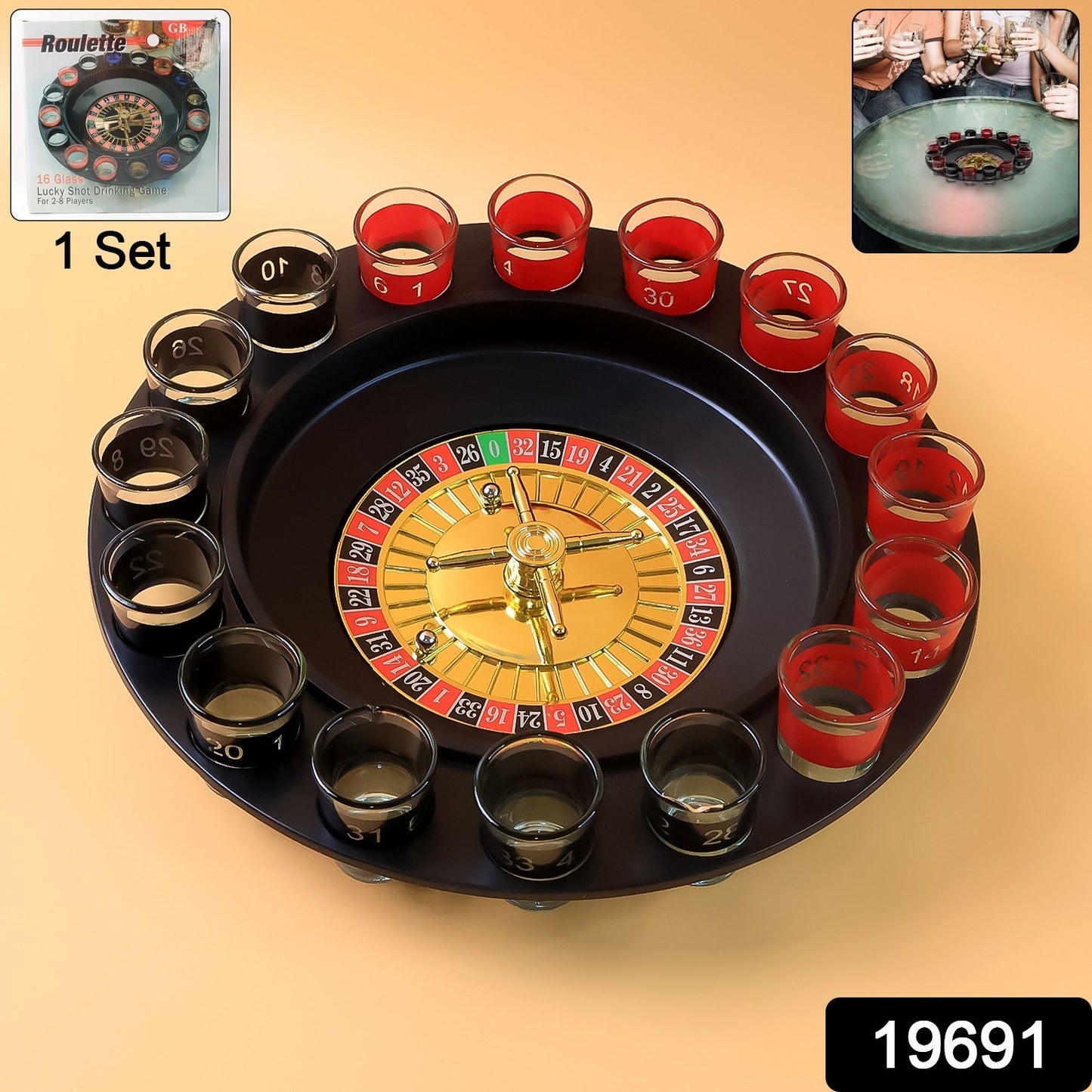 Casino Style Roulette Drinking Game Set