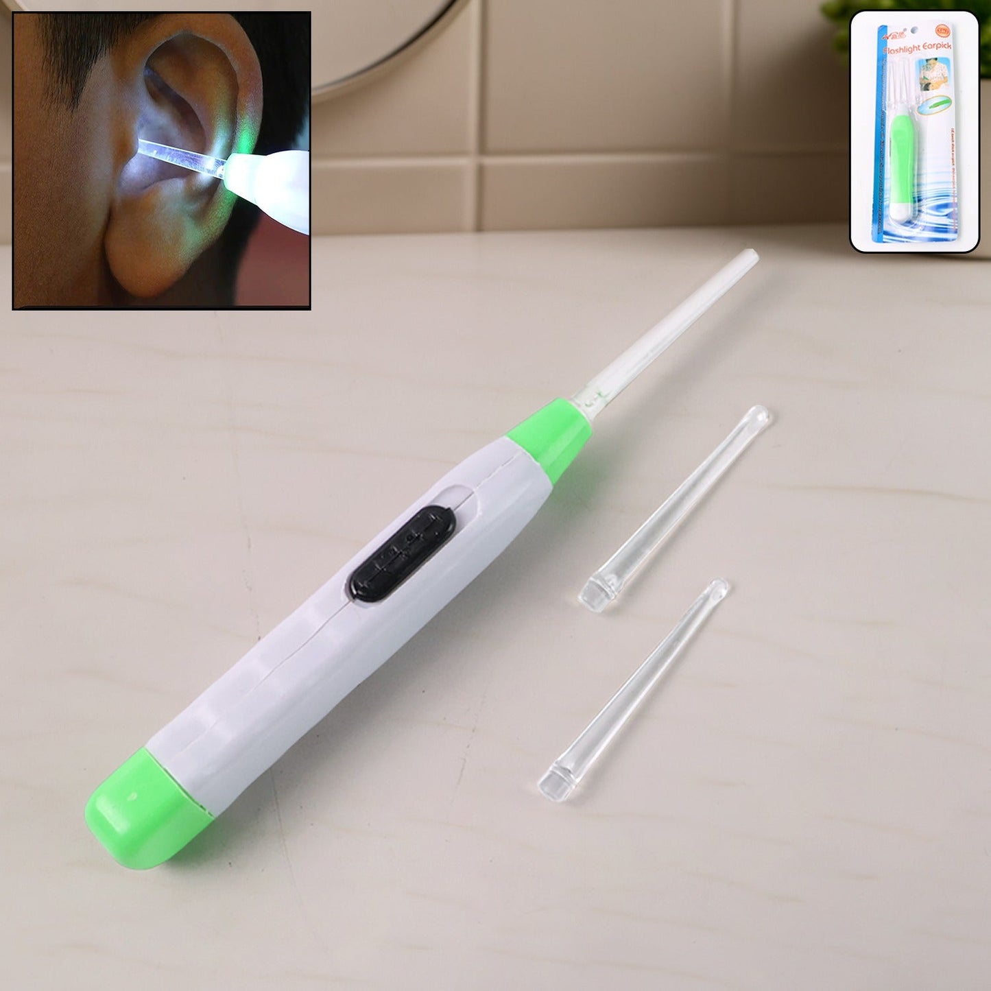 Compact Green LED Ear Pick