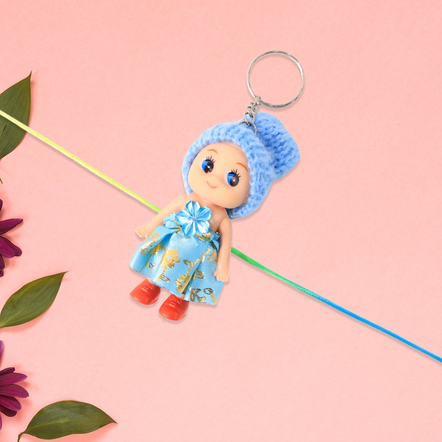 2-in-1 Kids Doll Rakhi cum Keychain – Stylish Soft Toy Rakhi for Raksha Bandhan & Daily Use as Bag or Key Ring (Mix Design)